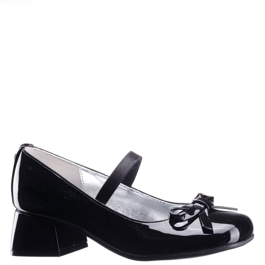 Nina Shoes Girls Bryonna Black Patent Heel Mary Jane Pumps