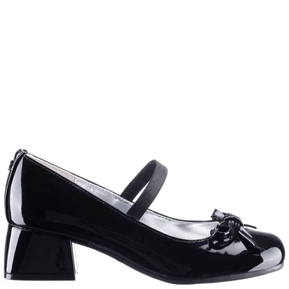 Nina Shoes Girls Bryonna Black Patent Heel Mary Jane Pumps