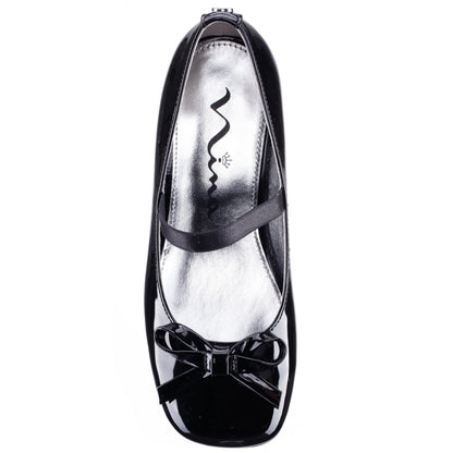 Nina Shoes Girls Bryonna Black Patent Heel Mary Jane Pumps