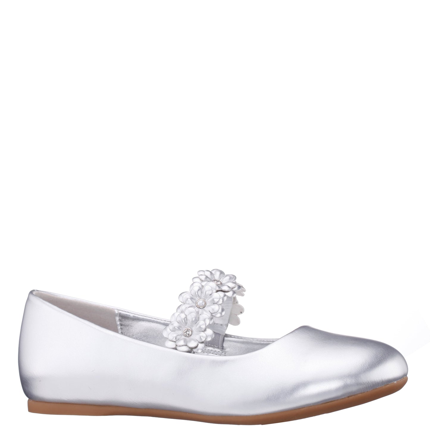 Nina Shoes Girls Rozy Silver Metallic Ballet Dress Shoes