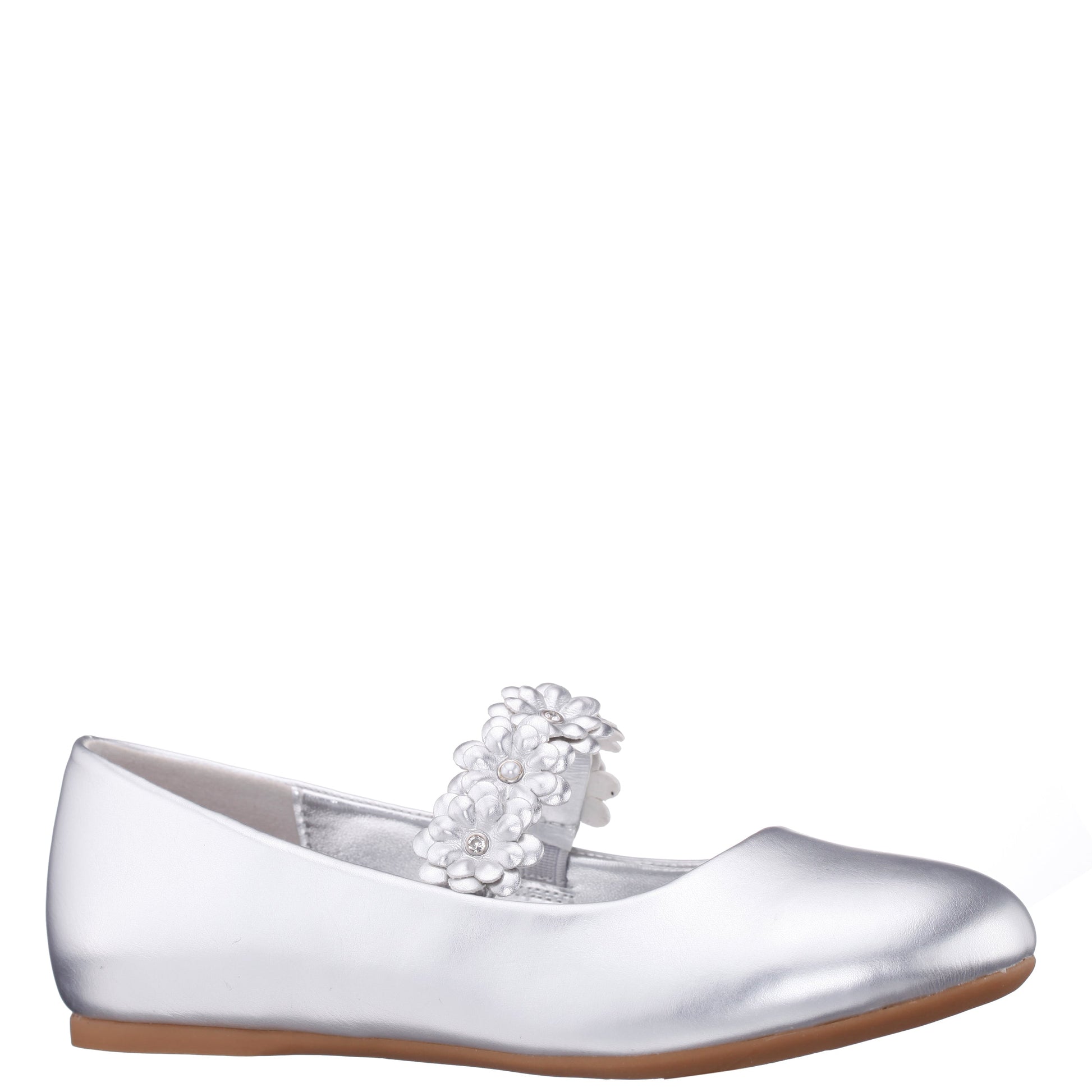 Nina Shoes Girls Rozy Silver Metallic Ballet Dress Shoes