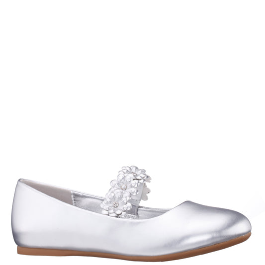 Nina Shoes Girls Rozy Silver Metallic Ballet Dress Shoes