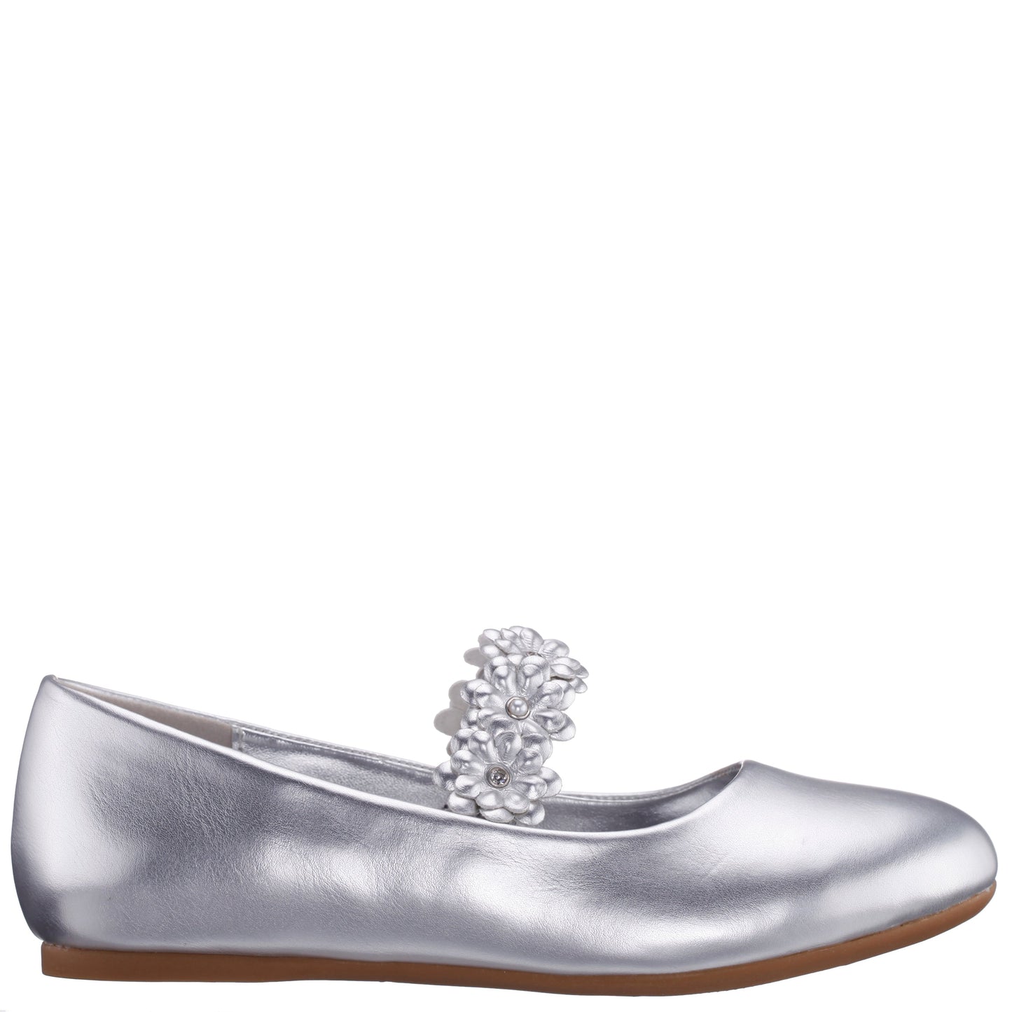 Nina Shoes Girls Rozy Silver Metallic Ballet Dress Shoes
