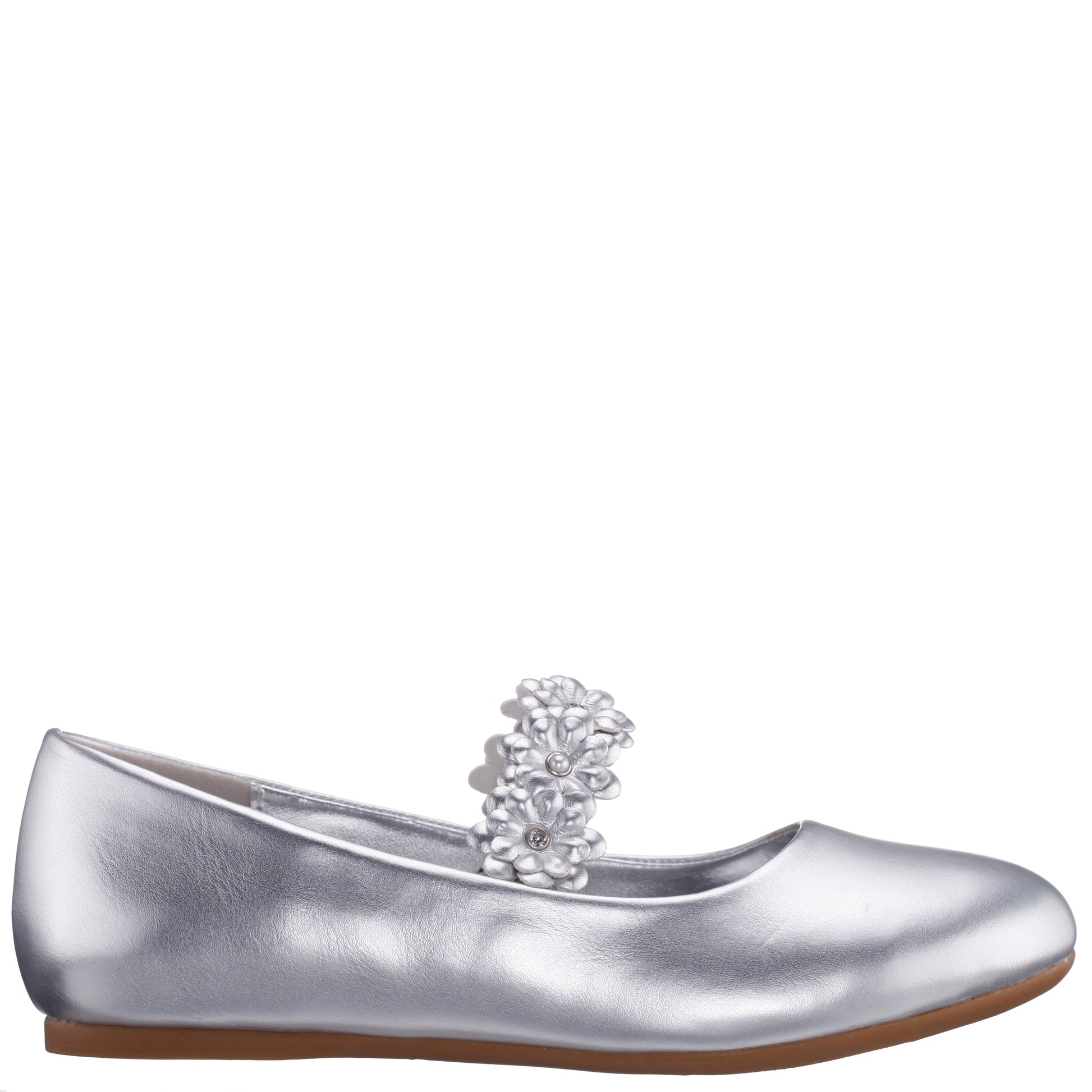 Nina Shoes Girls Rozy Silver Metallic Ballet Dress Shoes