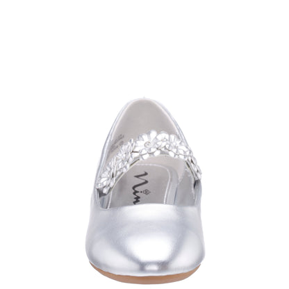 Nina Shoes Girls Rozy Silver Metallic Ballet Dress Shoes