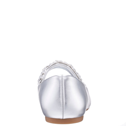 Nina Shoes Girls Rozy Silver Metallic Ballet Dress Shoes
