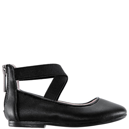 Nina Shoes Girls Marissa Black zip back ballet flats