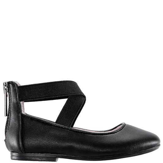 Nina Shoes Girls Marissa Black zip back ballet flats
