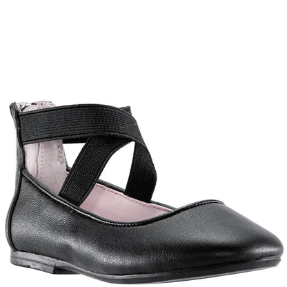Nina Shoes Girls Marissa Black zip back ballet flats