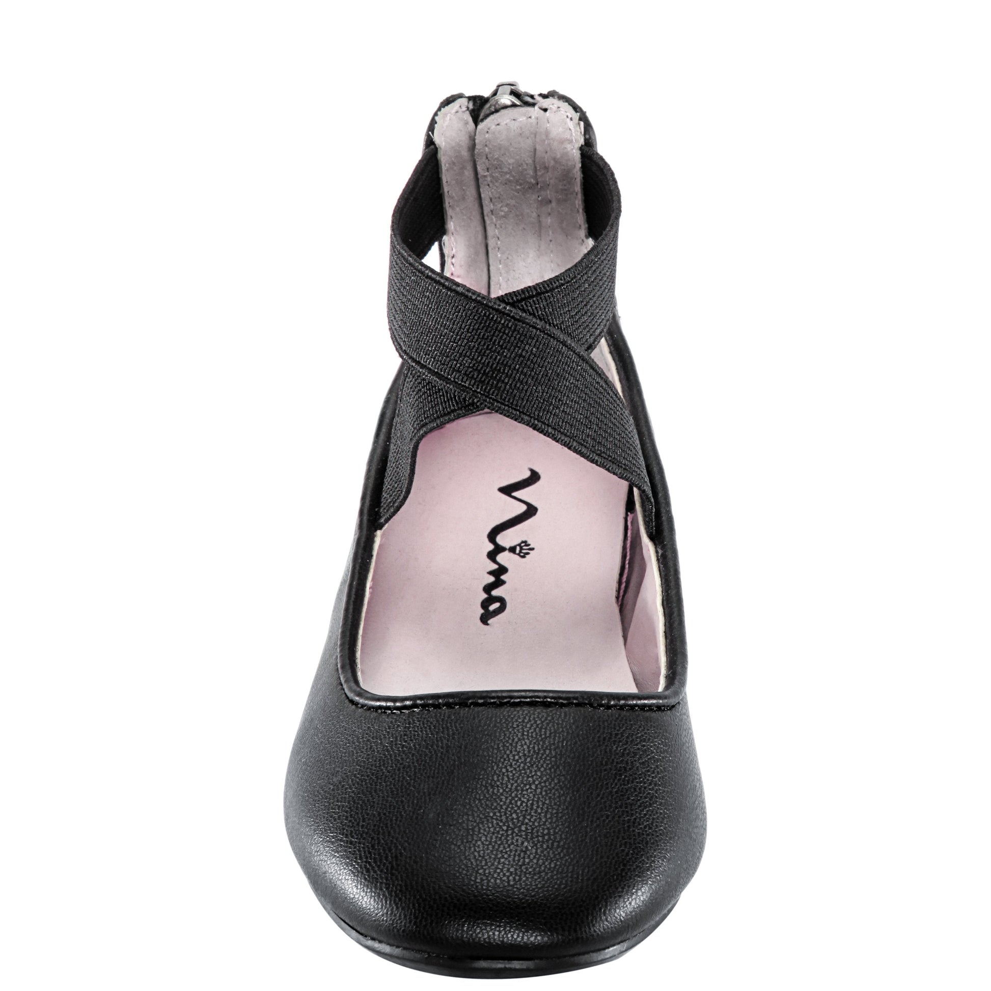 Nina Shoes Girls Marissa Black zip back ballet flats