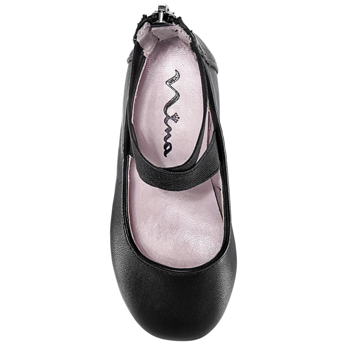 Nina Shoes Girls Marissa Black zip back ballet flats