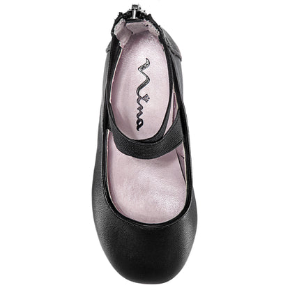 Nina Shoes Girls Marissa Black zip back ballet flats