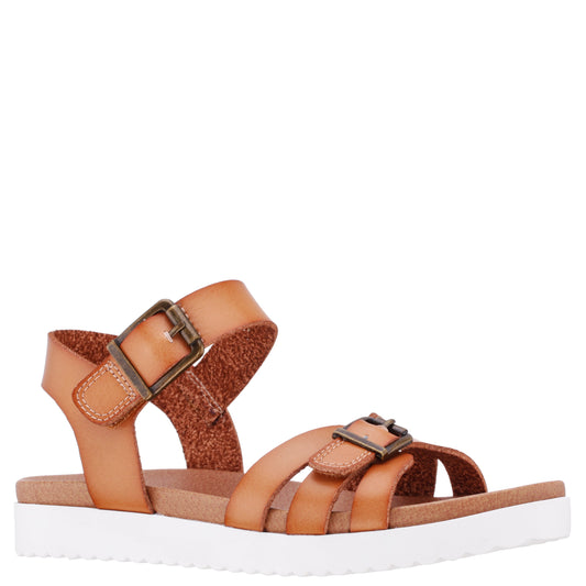 Nina Shoes Girls Lacey Tan Adjustable Strap Sandals