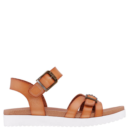 Nina Shoes Girls Lacey Tan Adjustable Strap Sandals