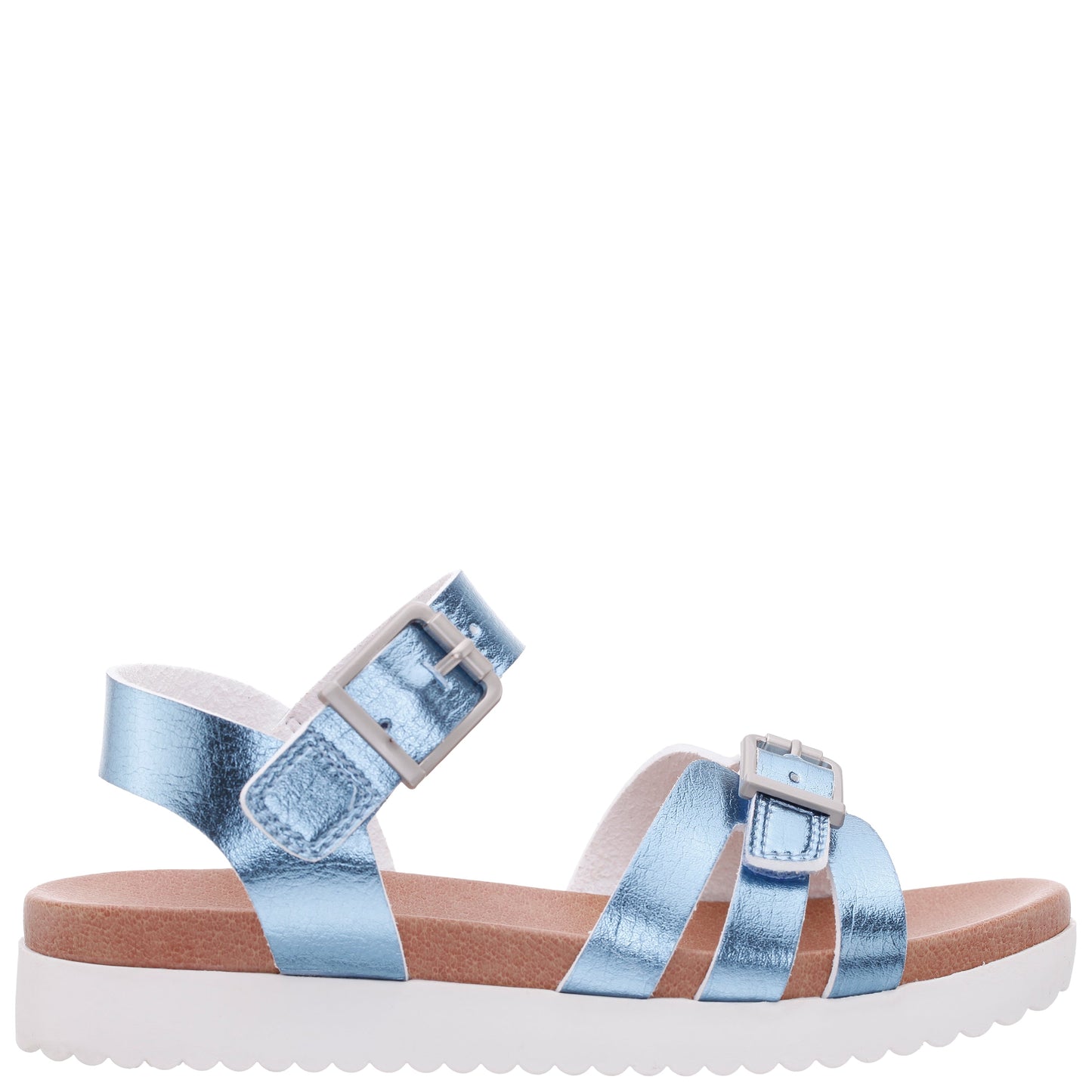 Nina Shoes Girls Lacey Blue Metallic Adjustable strap Sandals