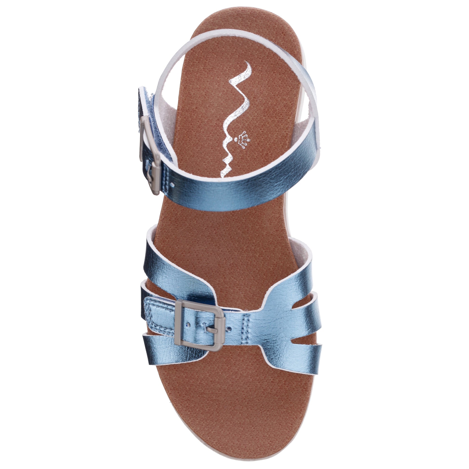 Nina Shoes Girls Lacey Blue Metallic Adjustable strap Sandals