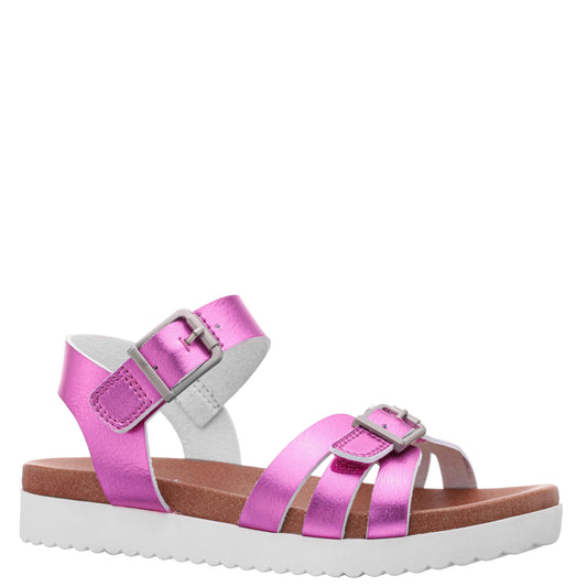 Nina Shoes Girls Lacey Pink Metallic Adjustable strap Sandals