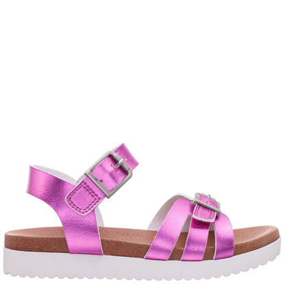 Nina Shoes Girls Lacey Pink Metallic Adjustable strap Sandals