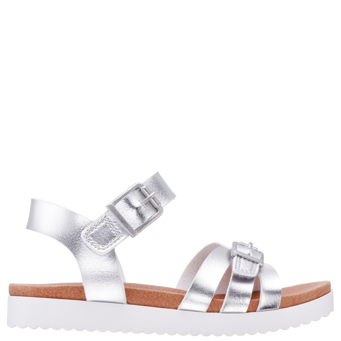 Nina Shoes Girls Lacey Silver Metallic Adjustable strap Sandals