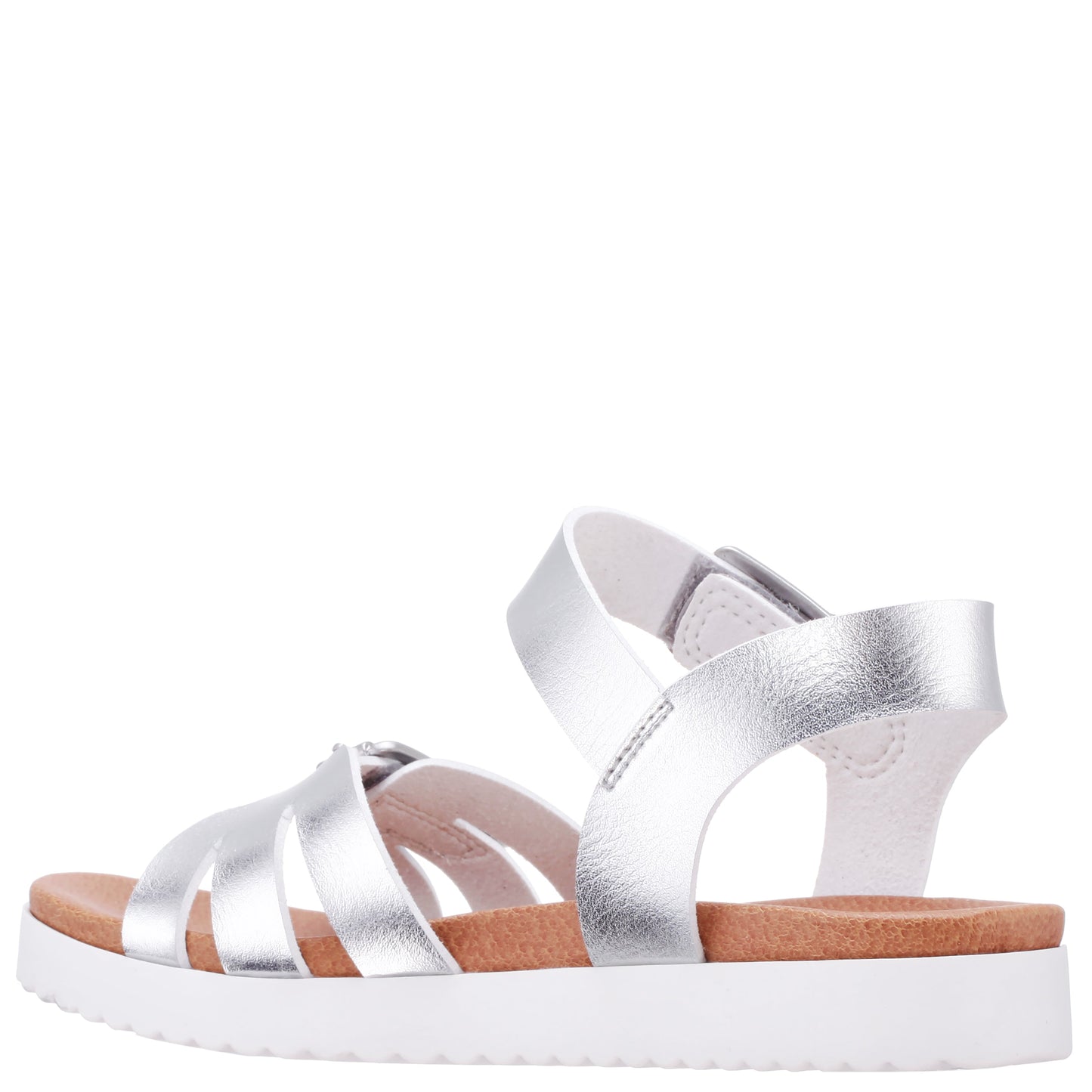 Nina Shoes Girls Lacey Silver Metallic Adjustable strap Sandals