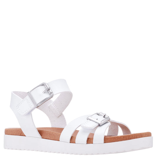 Nina Shoes Girls Lacey White Adjustable Strap Sandals