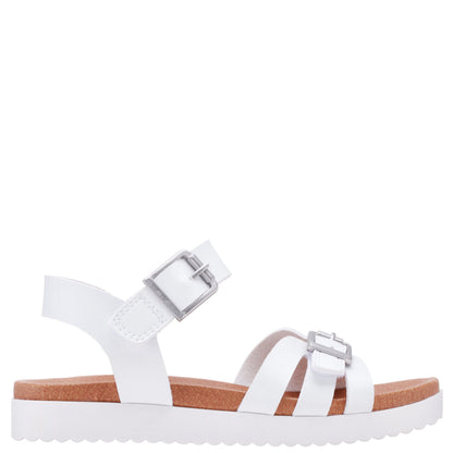 Nina Shoes Girls Lacey White Adjustable Strap Sandals