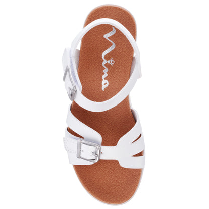 Nina Shoes Girls Lacey White Adjustable Strap Sandals