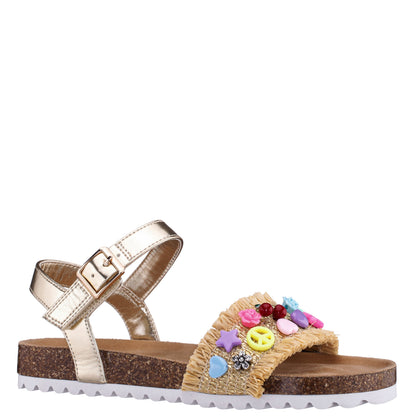 Nina Shoes Girls Hazina Beige Footbed Sandal