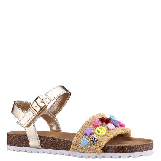 Nina Shoes Girls Hazina Beige Footbed Sandal