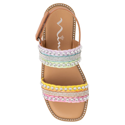 Nina Shoes Girls Suissa Multi Colored Adjustable Strap Sandal