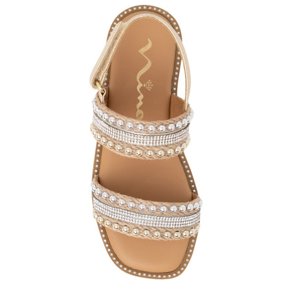 Nina Shoes Girls Suissa Light Gold Adjustable Strap Sandal