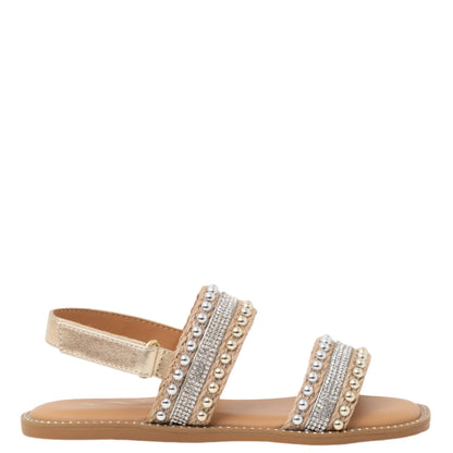 Nina Shoes Girls Suissa Light Gold Adjustable Strap Sandal