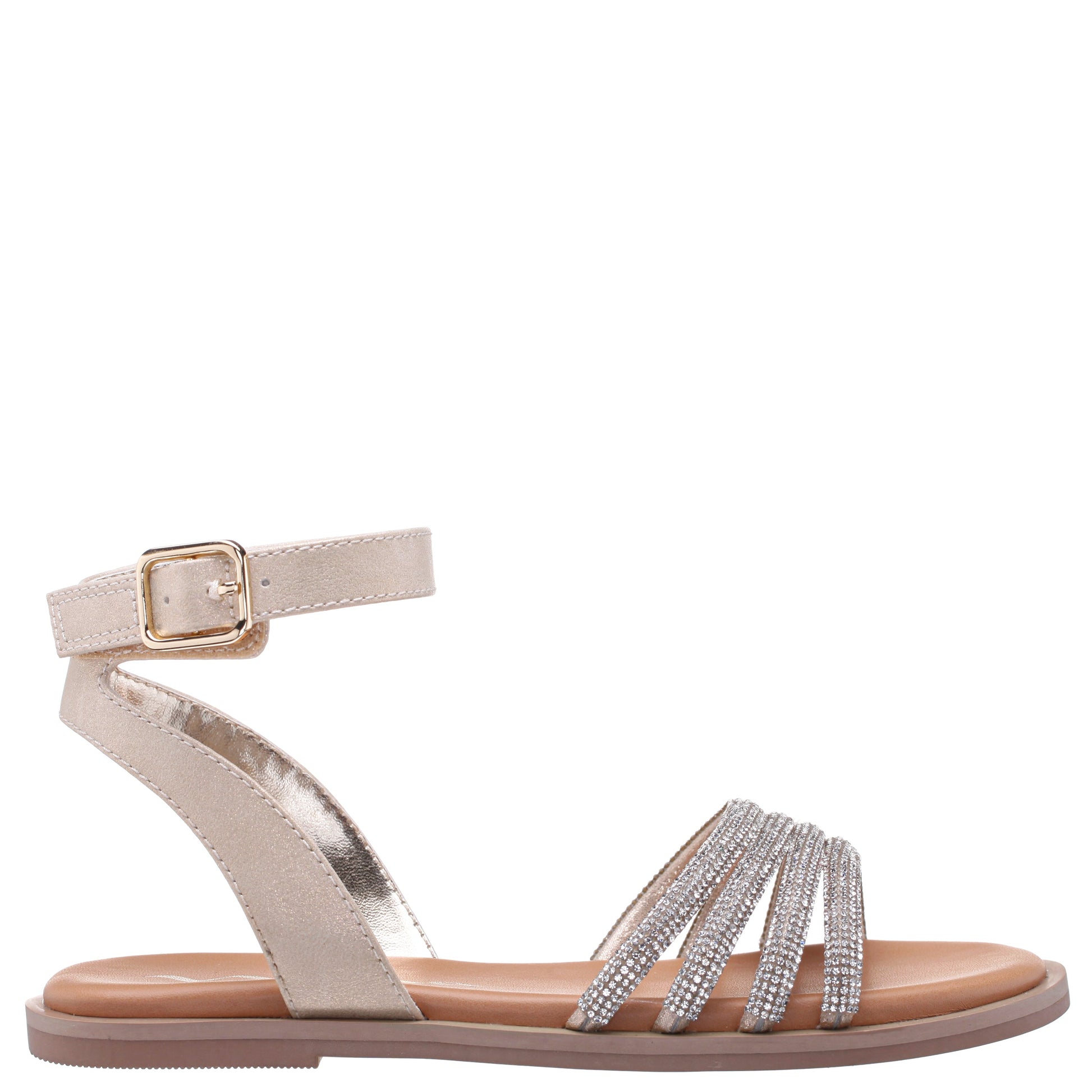Nina Shoes Girls Lois Light Gold Shimmer Rhinestone Sandals