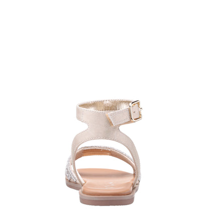 Nina Shoes Girls Lois Light Gold Shimmer Rhinestone Sandals