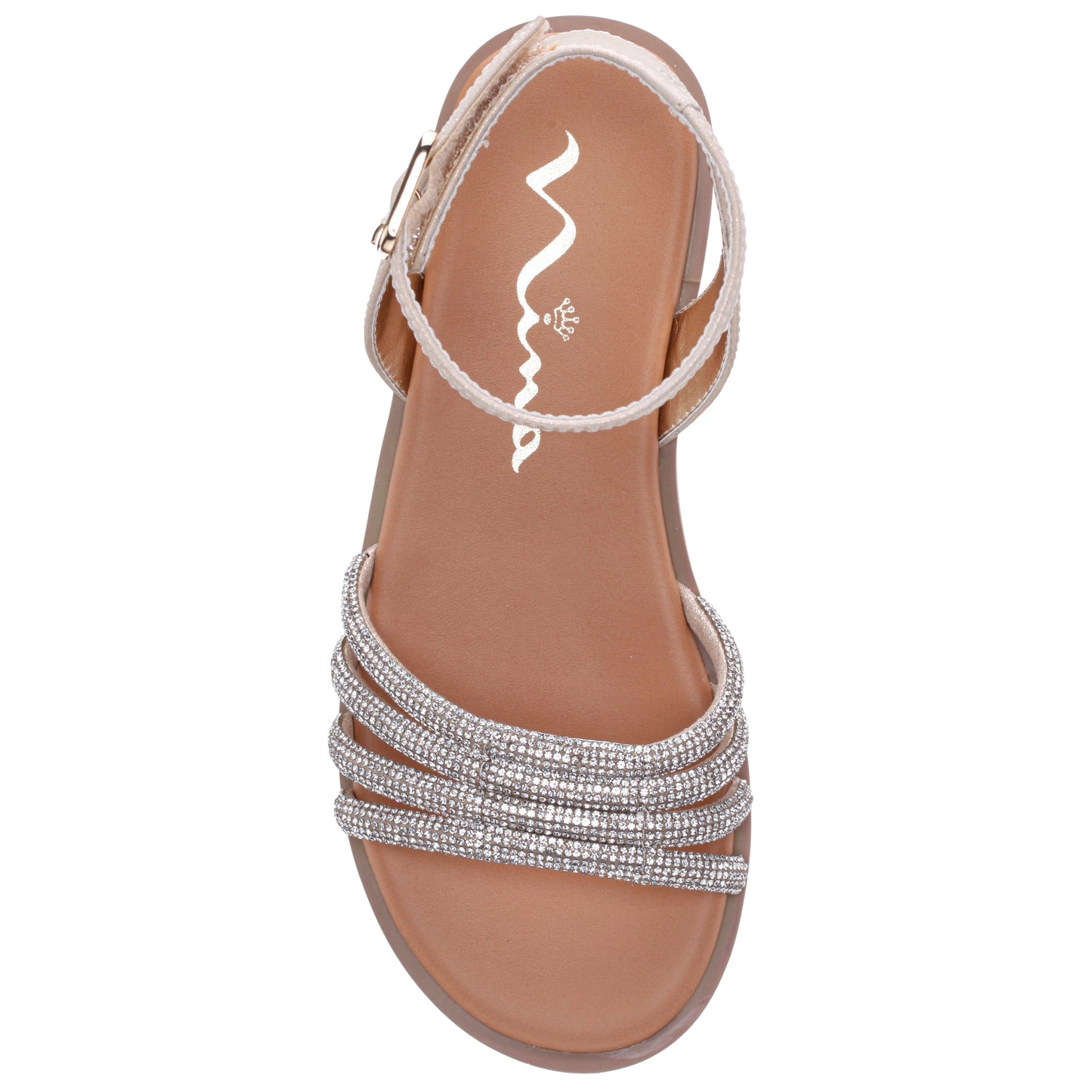 Nina Shoes Girls Lois Light Gold Shimmer Rhinestone Sandals