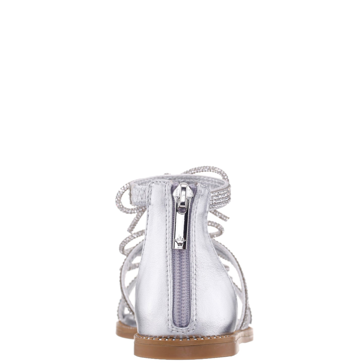 Nina Shoes Girls Solace Silver rhinestone sandal with bows