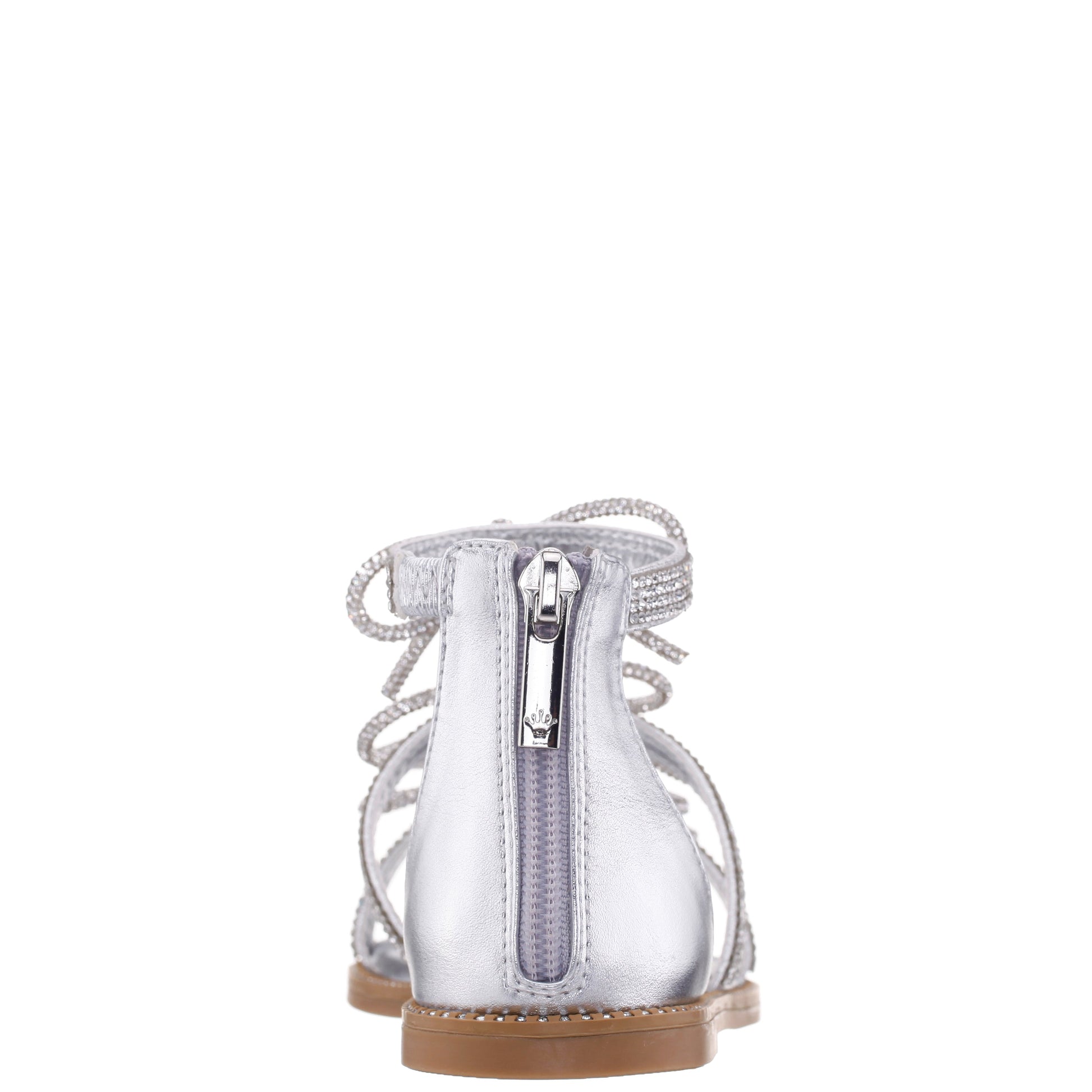 Nina Shoes Girls Solace Silver rhinestone sandal with bows