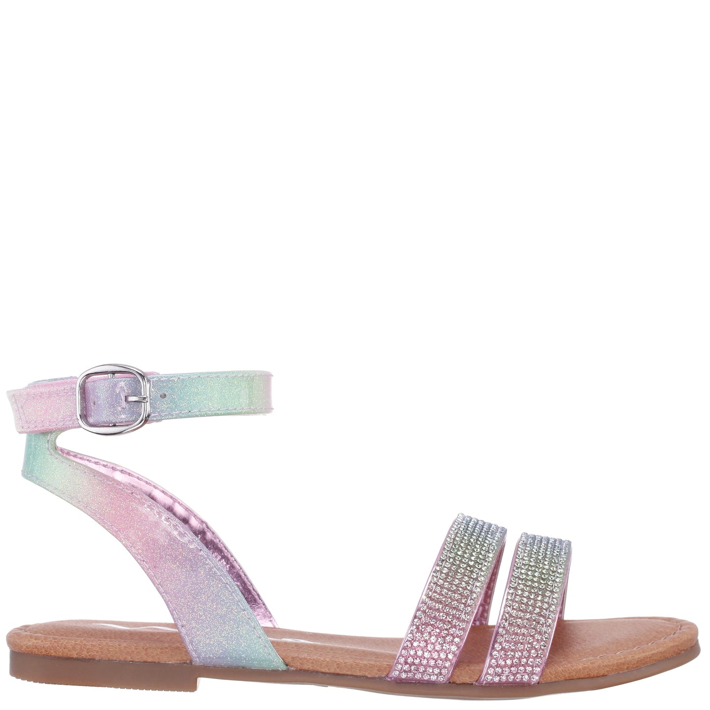 Nina Shoes Girls Cameena Pastel Metallic Rhinestone Sandals