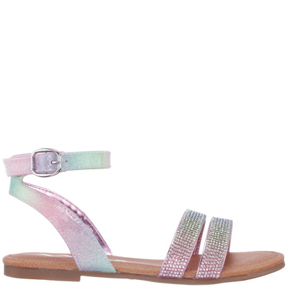 Nina Shoes Girls Cameena Pastel Metallic Rhinestone Sandals