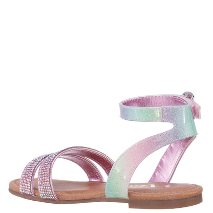 Nina Shoes Girls Cameena Pastel Metallic Rhinestone Sandals