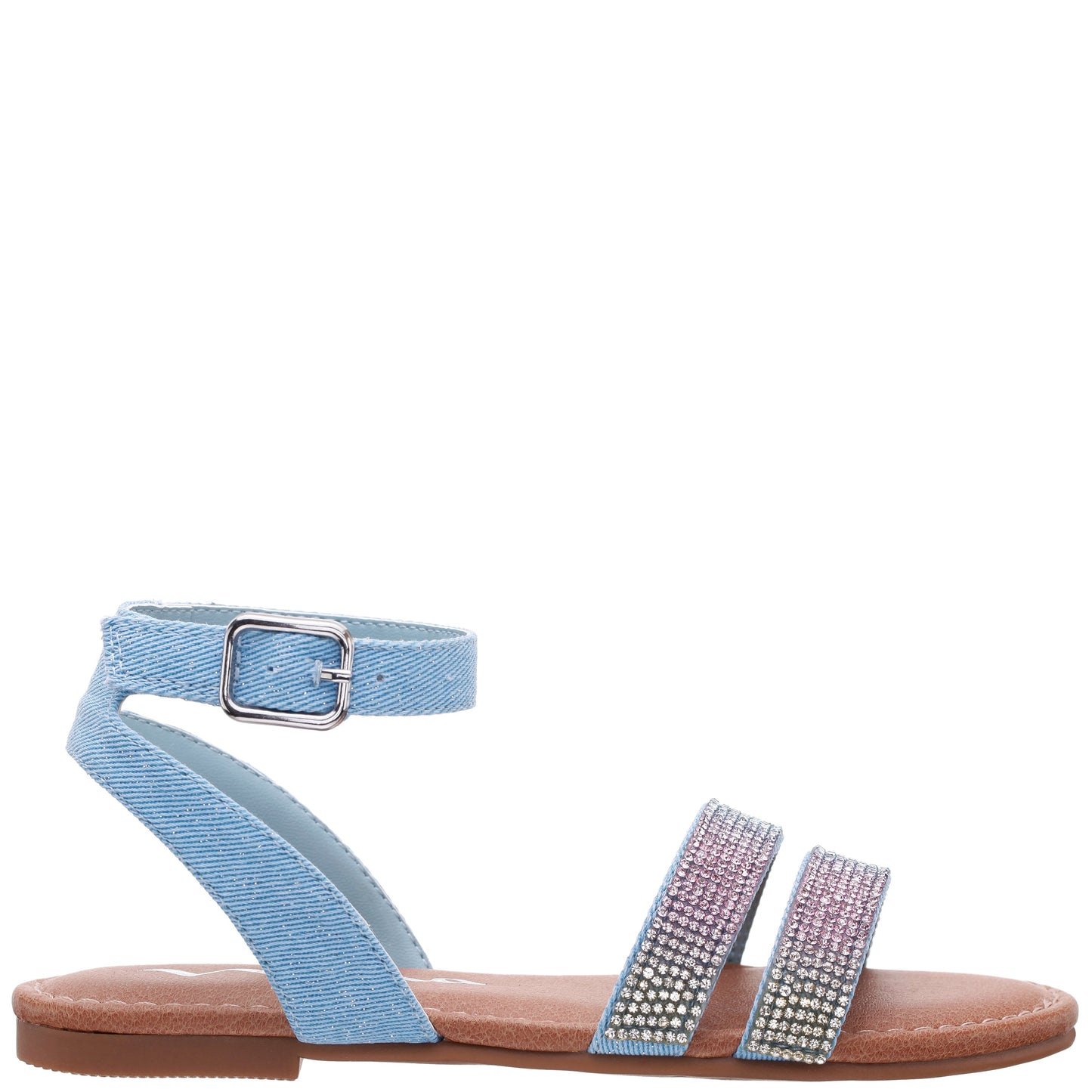 Nina Shoes Girls Cameena Blue Denim Rhinestone Sandal