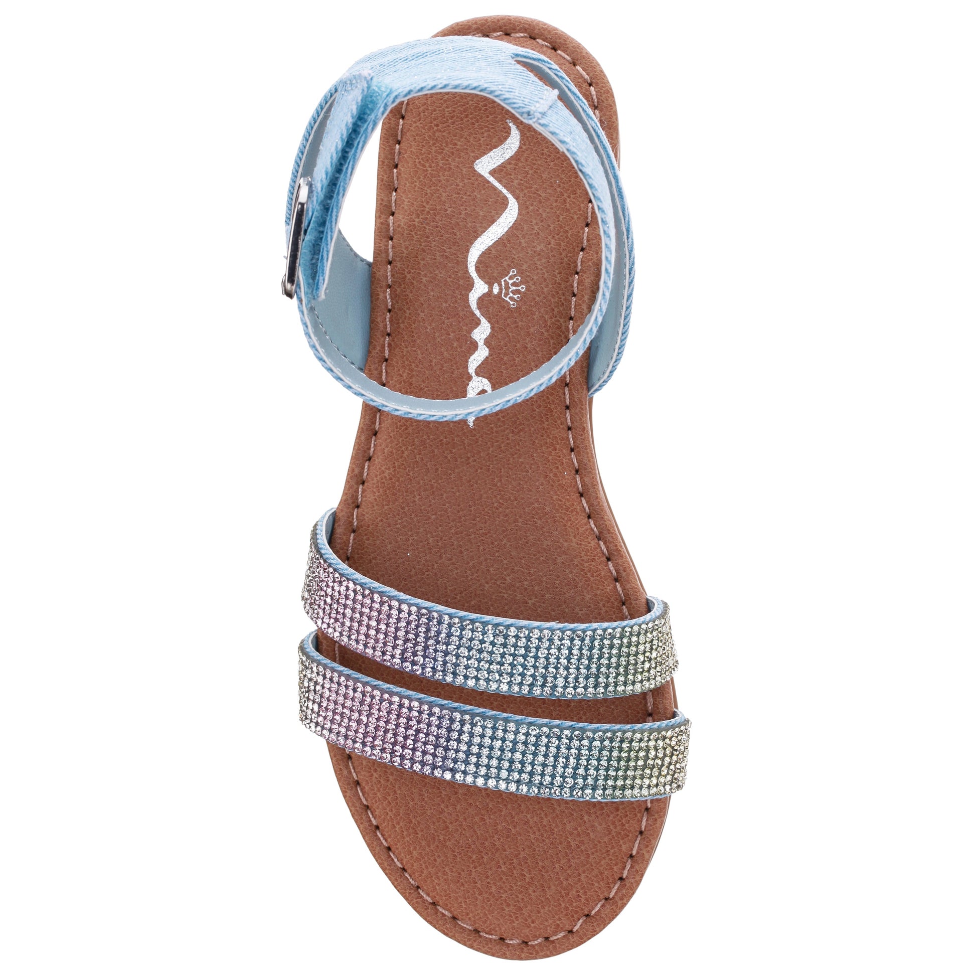 Nina Shoes Girls Cameena Blue Denim Rhinestone Sandal