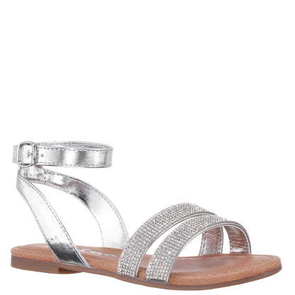 Nina Shoes Girls Cameena Silver Metallic Rhinestone Sandals