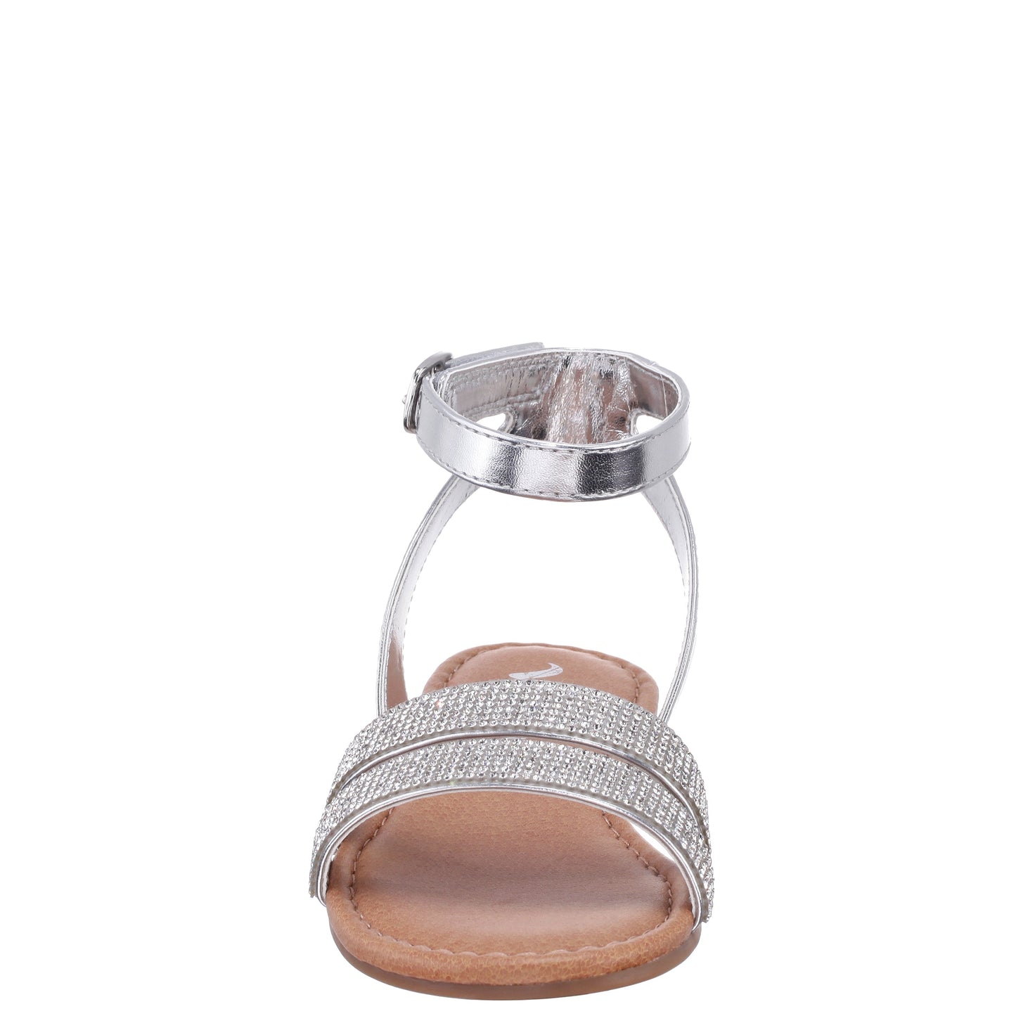 Nina Shoes Girls Cameena Silver Metallic Rhinestone Sandals