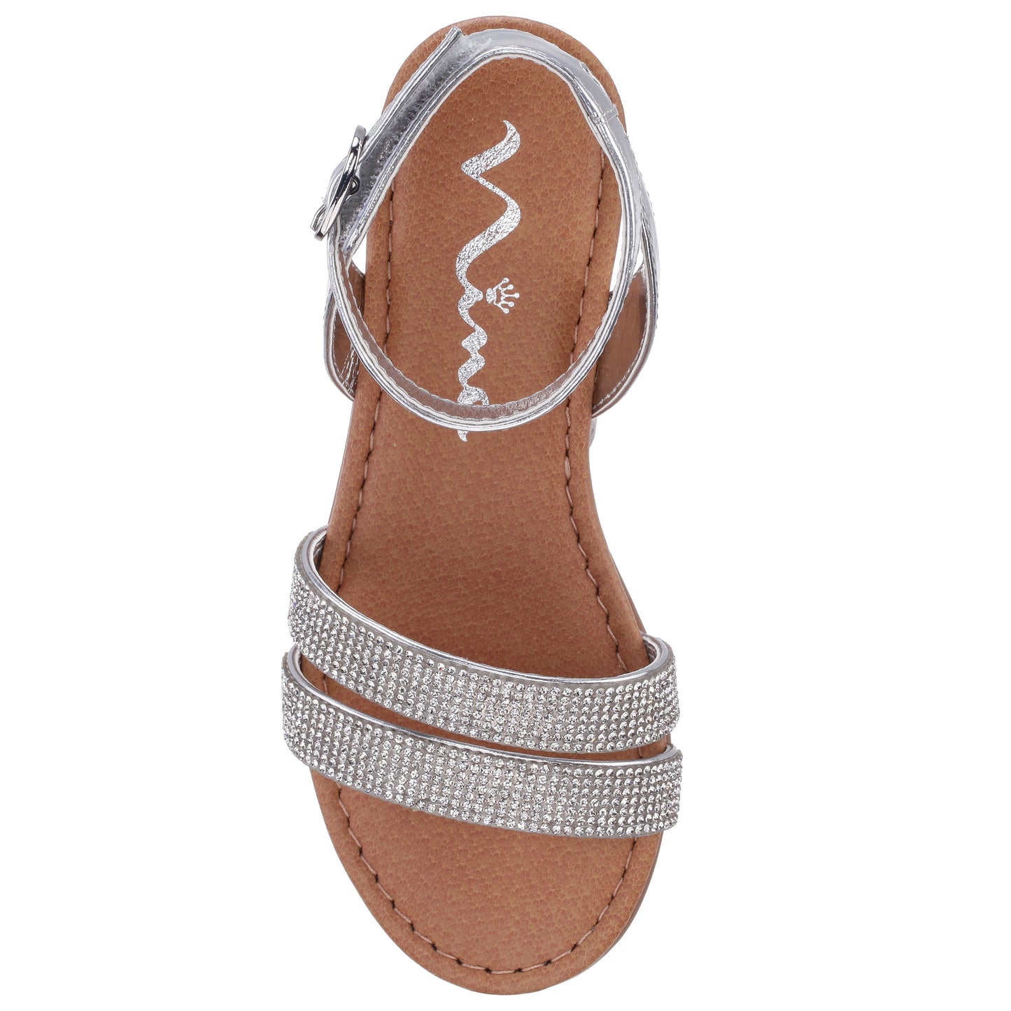 Nina Shoes Girls Cameena Silver Metallic Rhinestone Sandals