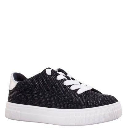 Nina Shoes Girls Gigee Black Rhinestone Low Top Sneaker