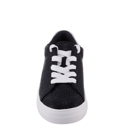 Nina Shoes Girls Gigee Black Rhinestone Low Top Sneaker