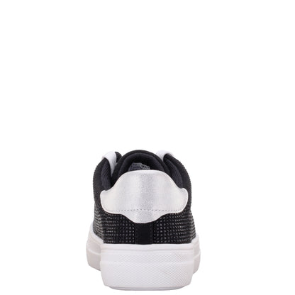 Nina Shoes Girls Gigee Black Rhinestone Low Top Sneaker