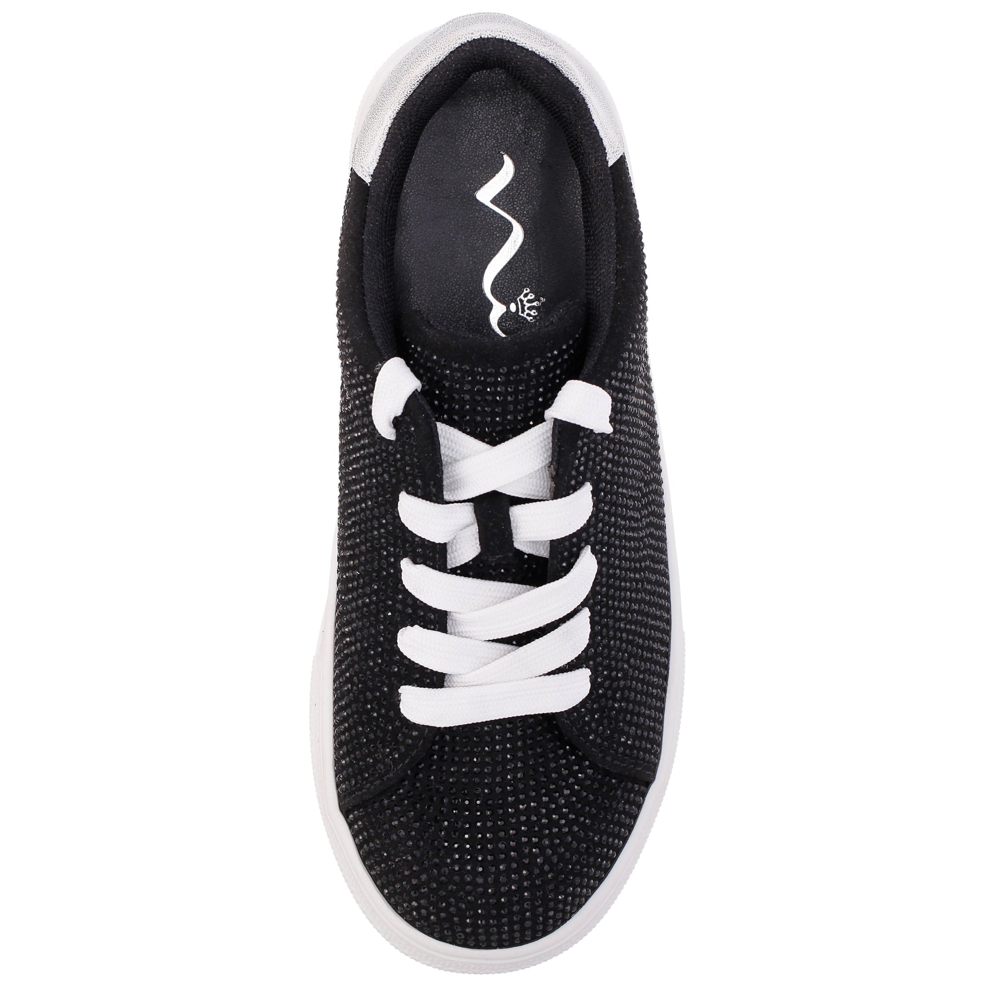 Nina Shoes Girls Gigee Black Rhinestone Low Top Sneaker