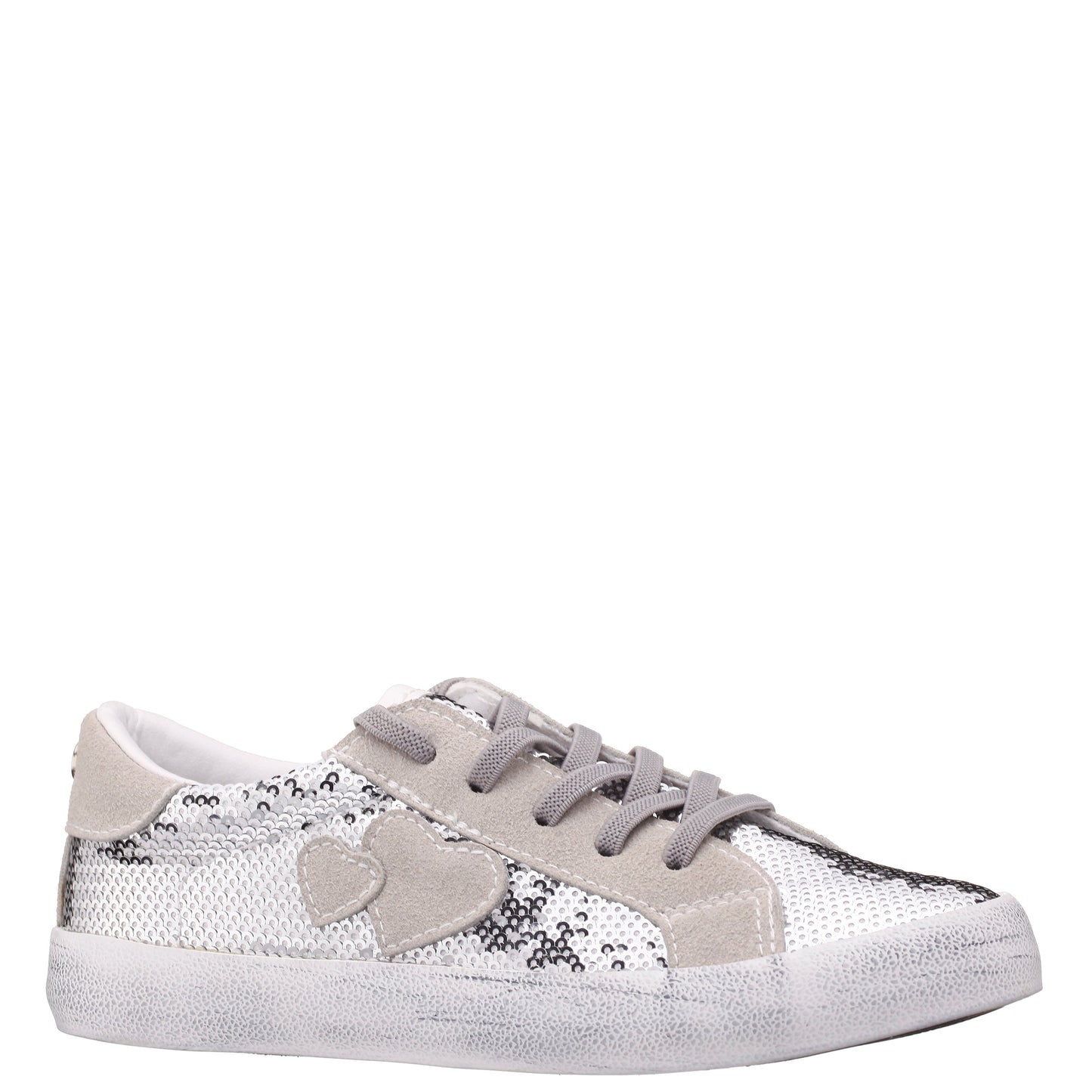 Nina Shoes Girls Madelina Silver Sequin Lace Up Sneakers